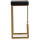 Gold Metal Black Faux Leather Backless Bar Stool Set of 2