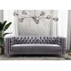 Grey Velvet All Over Tufted Square Edged Sofa 