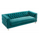 Turquoise Green Velvet All Over Tufted Square Edged Sofa 