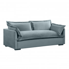 Dusty Blue Grey Velvet Deep Seated Super Comfy Apartment Sofa 