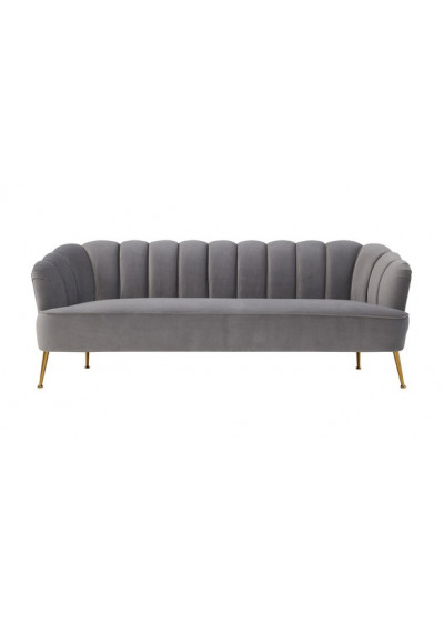 Grey Velvet Petal Channel Tufted Sofa 