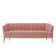 Pink Blush Velvet Petal Channel Tufted Sofa 