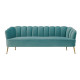 Sea Blue Velvet Petal Channel Tufted Sofa 