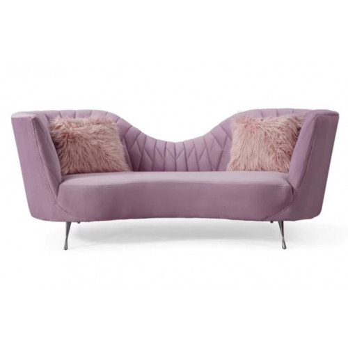 Blush Violet Velvet Salon Low Back Sofa
