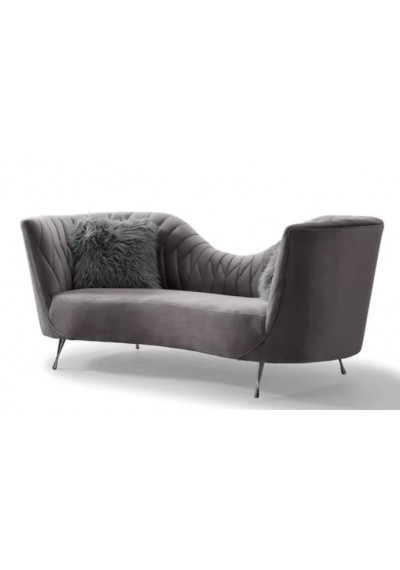 Dark Grey Velvet Salon Low Back Sofa