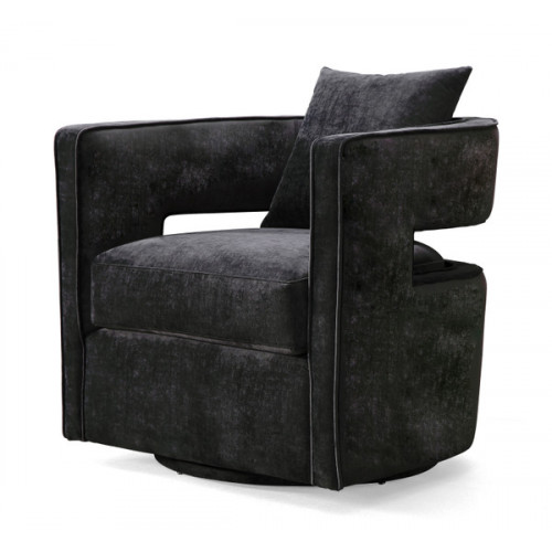 Stylish Black Velvet Swivel Chair