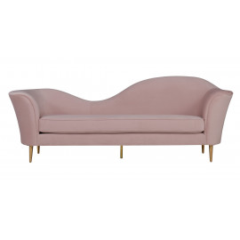 Curvaceous Pink Blush Velvet Super Glam Sofa Gold Legs