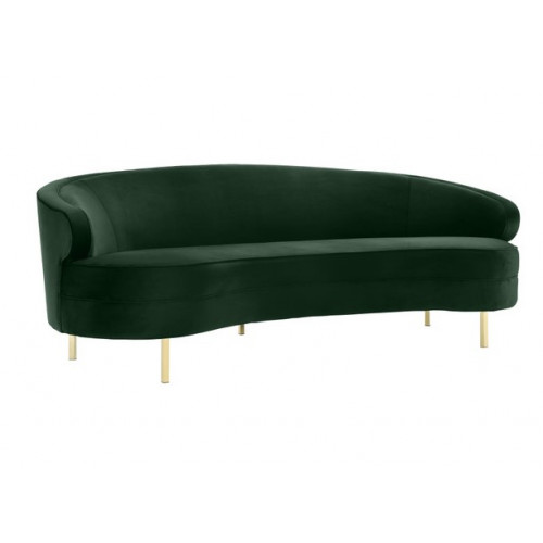Deep Green Velvet Curved Silhouette Sofa Gold Legs