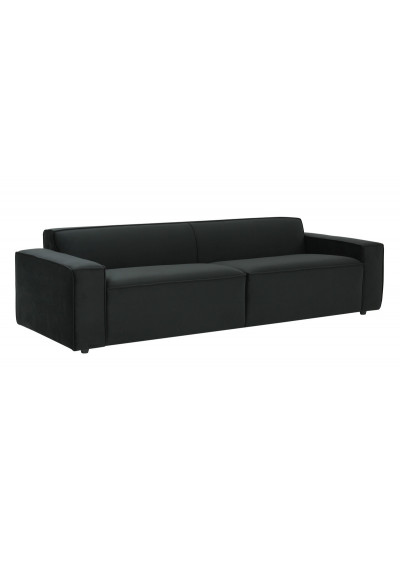 Black Velvet Low Back Mid Century Lounge Sofa   