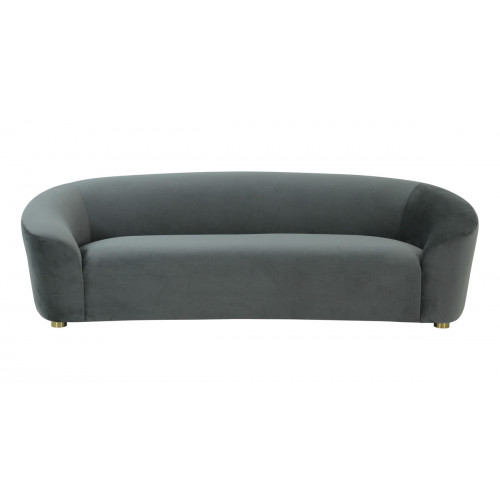 Grey Velvet Simply Curved Body Sofa 
