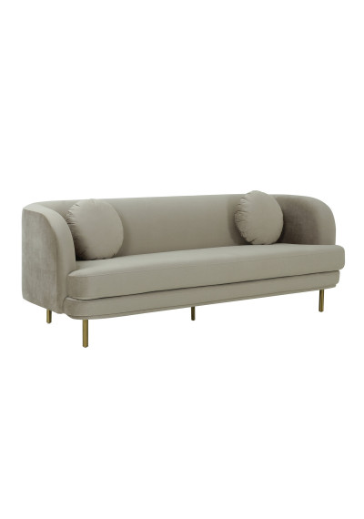 Grey Alabaster Velvet Mid Century Minimalist Sofa 