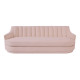Blush Soft Pink Velvet Channel Tufted Back Curved Side Sofa 