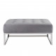 Grey Velvet Square Tufted Ottoman Coffee Table