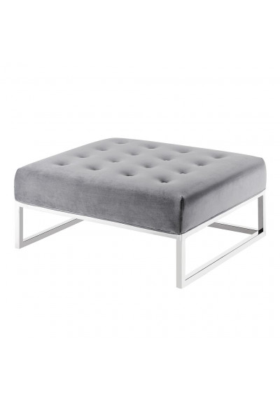 Grey Velvet Square Tufted Ottoman Coffee Table