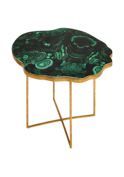 Green Agate & Gold Base Accent Side Table