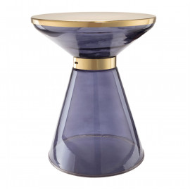 Hourglass Shaped Blue Glass Accent Table 