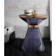 Hourglass Shaped Blue Glass Accent Table 