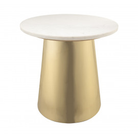 Round White Marble Gold Base Accent Side Table