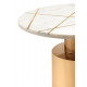 Glam White Marble Geometric Design Gold Base Accent Table