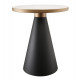 White Marble Round Top Black Metal Cone Base Accent Table