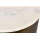 Antique Brass Flat Oval Legs White Marble Round Top Accent Side Table