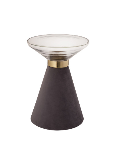 Cloudy Glass Top Metal Conical Base Accent Side Table