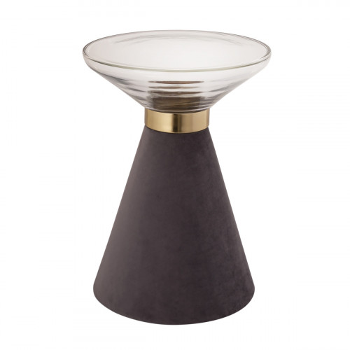 Cloudy Glass Top Metal Conical Base Accent Side Table