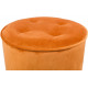 Orange Velvet Round Button Tufted Top Ottoman Footstool 