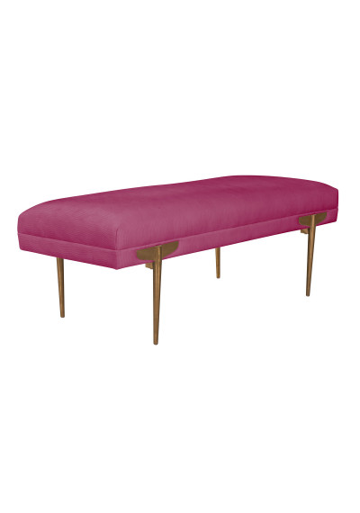 Hot Pink Textured Velvet Ottoman Bench