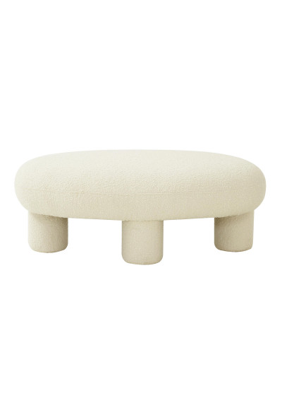 Cream Loopy Yarn Textured Coffee Table Ottoman Footstool Bench