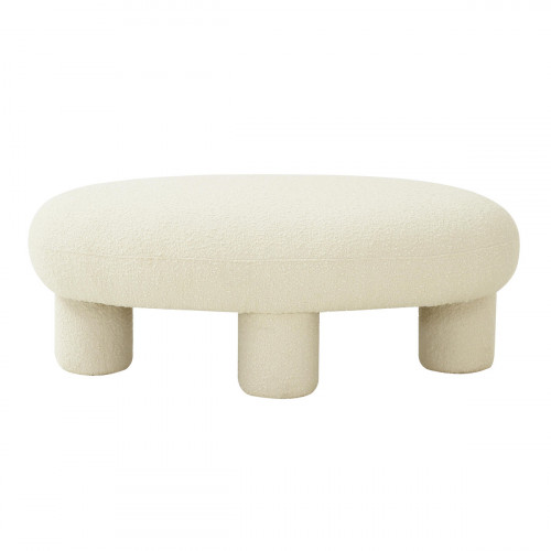 Cream Loopy Yarn Textured Coffee Table Ottoman Footstool Bench
