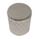 Grey Velvet Round Footstool Ottoman in Silver Metal Ornate Cage