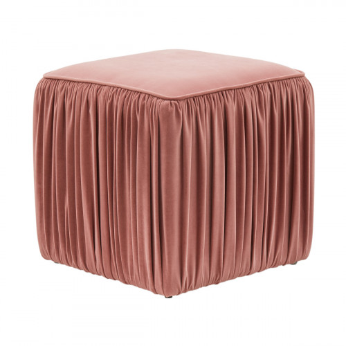 Dusty Pink Mauve Velvet Pleated Side Square Ottoman Footstool 