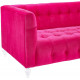 Hot Pink Velvet Button Tufted Sofa Acrylic Legs
