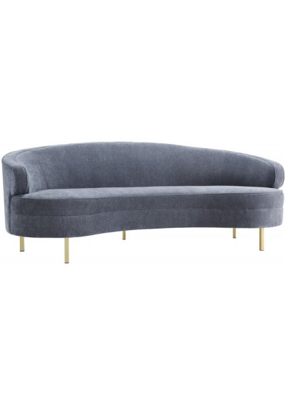Grey Velvet Curved Silhouette Sofa Gold Legs