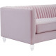 Soft Pink Blush Velvet Pleated Low Back Sofa Acrylic Legs
