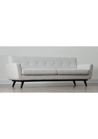 Cream Linen Mid-Century Sofa