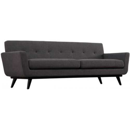 Grey Linen Mid-Century Sofa