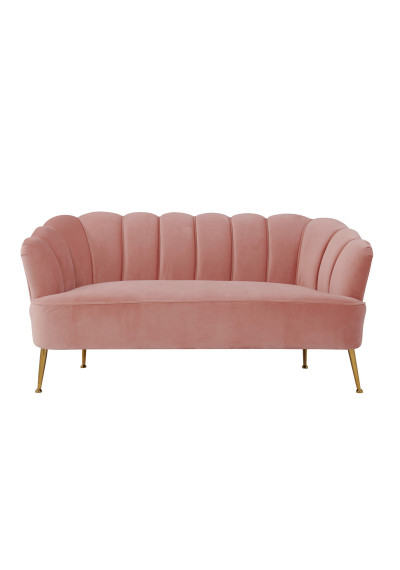 Pink Blush Velvet Petal Channel Tufted Sofa Settee