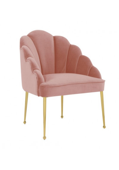 Pink Blush Velvet Petal Channel Tufted Accent Chair