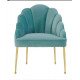 Sea Blue Velvet Petal Channel Tufted Accent Chair