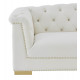 Cream Velvet Tufted Rolled Arm Gold Accents Loveseat