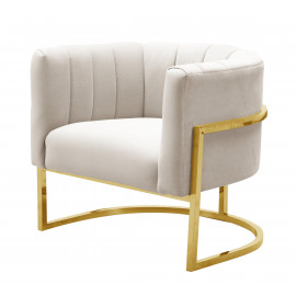 Cream Channel Tufted Modern Gold Frame Chair