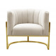 Cream Channel Tufted Modern Gold Frame Chair
