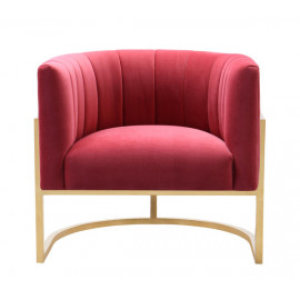 Red Pink Velvet Contemporary Modern Gold Frame Chair