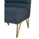 Blue Slub Velvet Channel Tufted Accent Slipper Chair