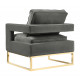 Modern Grey Velvet Gold Legs Lounge Chair