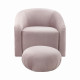 Velvet Blush Mauve Barrel Chair & Matching Footstool Ottoman