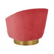 Hot Pink Velvet Piped Stitched Channel Tufted Modern Gold Base Swivel Chair