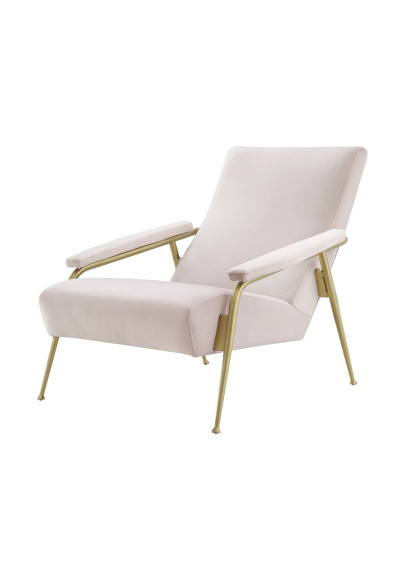 Blush Velvet Reclined Accent Chair Brushed Gold Frame